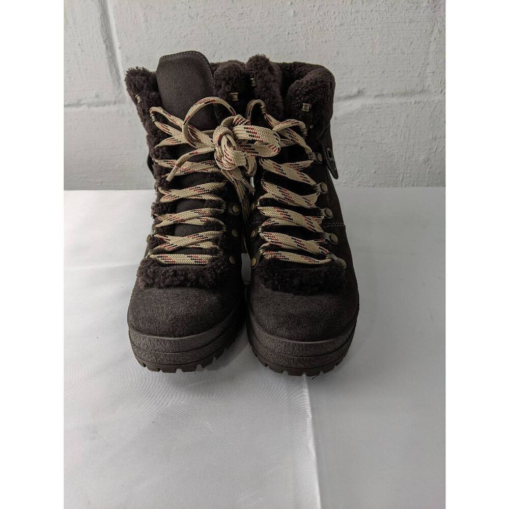See By Chloe Eileen Hiker Boots Booties Chocolate Brown Suede Leather Size 6.5 U - Picture 2 of 7